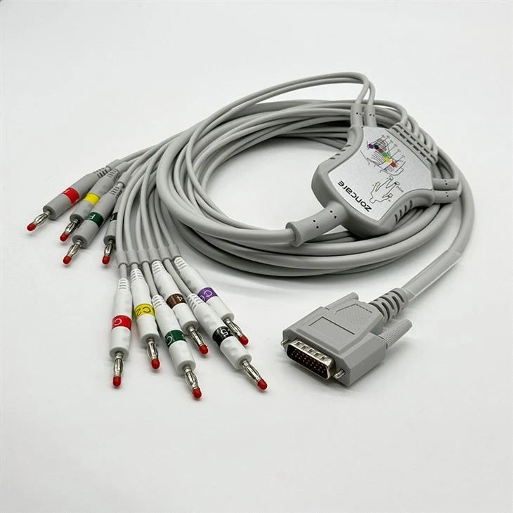 Zoncare 12-lead ECG EKG Cable With Leadwire Banana