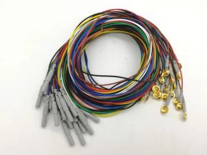 مطلي بالذهب كوب كوب EEG ، ملونة EEG كابل ، DIN1.5 المقبس